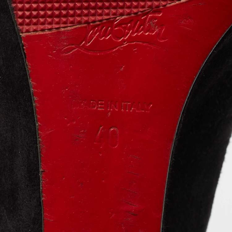 Pre Owned Christian Louboutin Black Suede Ron Ron Wedge Pumps Size 40