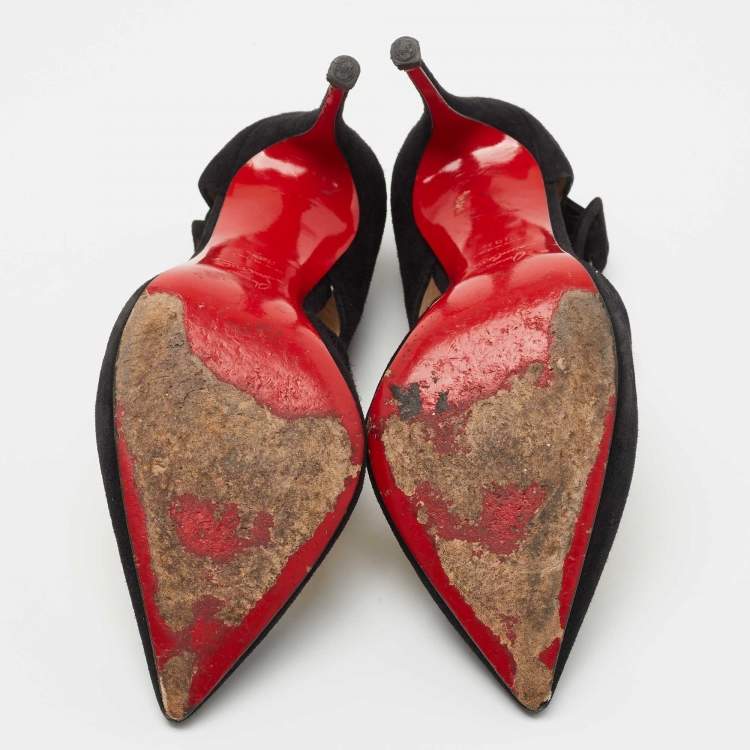 Pre Owned Christian Louboutin Black Suede Sharpetta Pumps Size 38.5