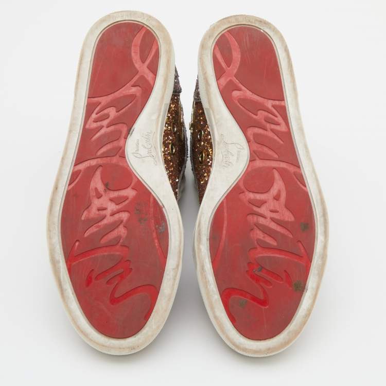Pre Owned Christian Louboutin Multicolor Glitter Fabric Bip Bip High Top Sneakers Size 35.5