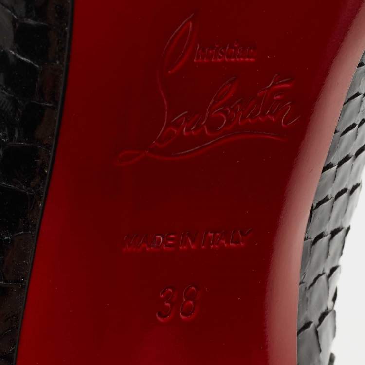 Pre Owned Christian Louboutin Black Python So Kate Pumps Size 38