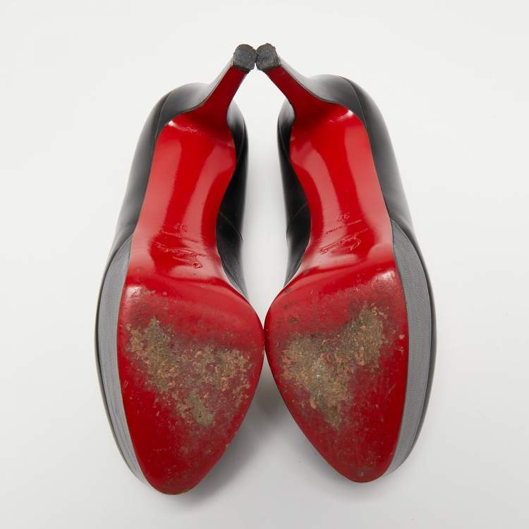 Pre Owned Christian Louboutin Black Leather Bianca Pumps Size 37