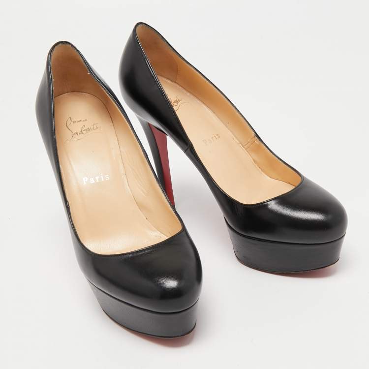 Pre Owned Christian Louboutin Black Leather Bianca Pumps Size 37