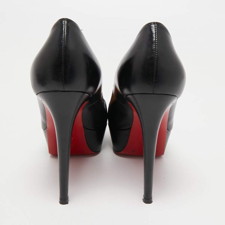 Pre Owned Christian Louboutin Black Leather Bianca Pumps Size 37