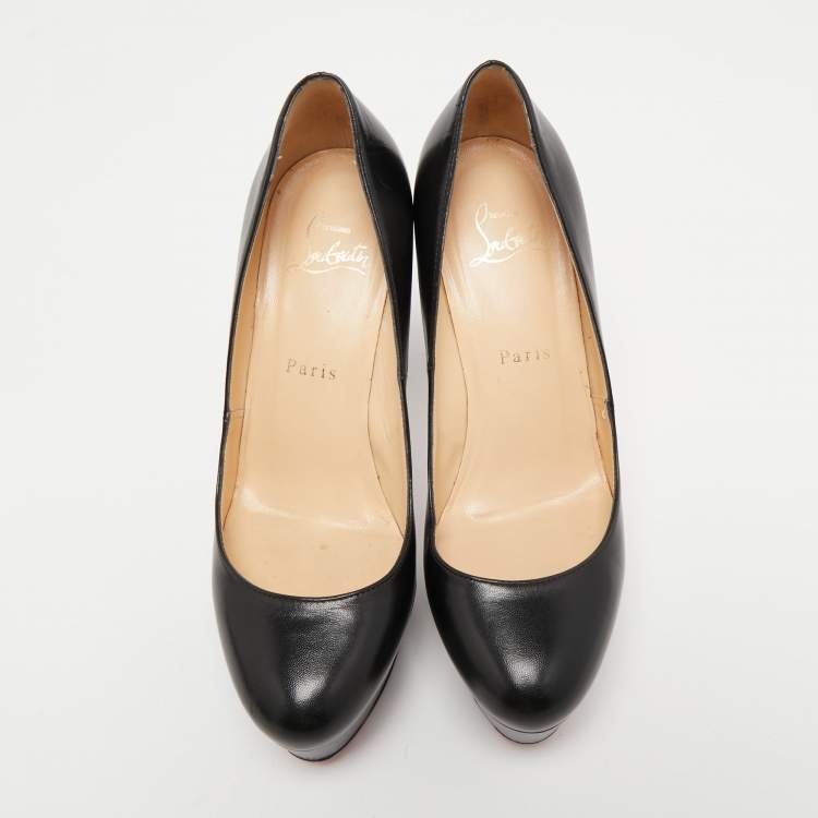 Pre Owned Christian Louboutin Black Leather Bianca Pumps Size 37