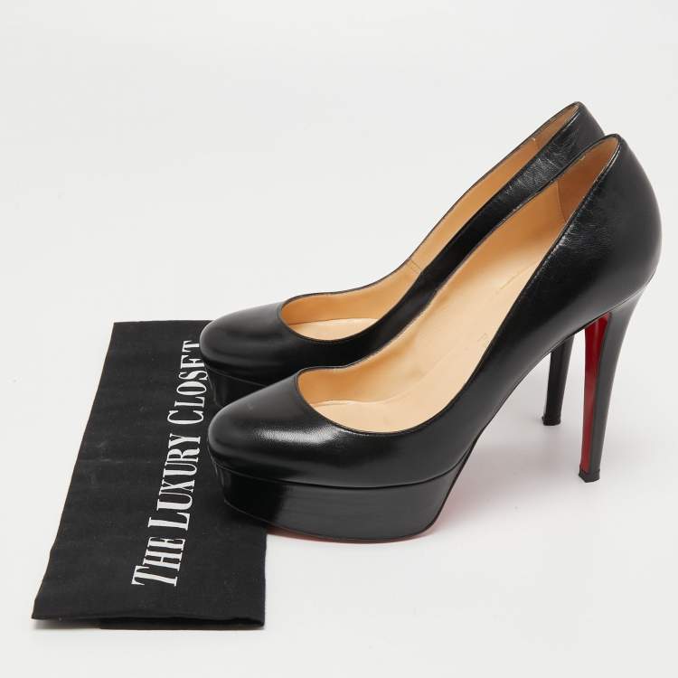 Pre Owned Christian Louboutin Black Leather Bianca Pumps Size 37