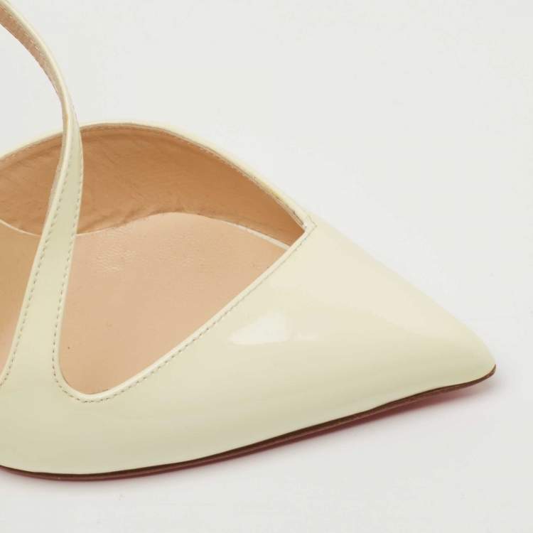 Pre Owned Christian Louboutin Off White Patent Leather Jumping D'orsay Pumps Size 38