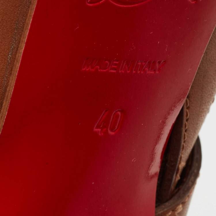 Pre Owned Christian Louboutin Brown Suede Guierriere Calf Length Boots Size 40