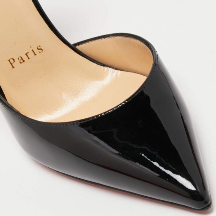 Pre Owned Christian Louboutin Black Patent Leather Iriza Pumps Size 37.5 