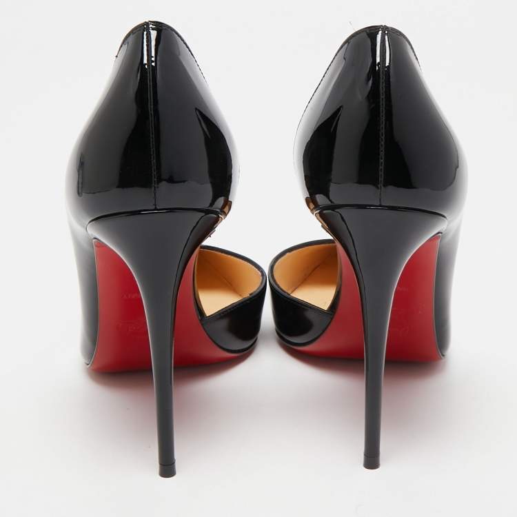 Pre Owned Christian Louboutin Black Patent Leather Iriza Pumps Size 37.5 