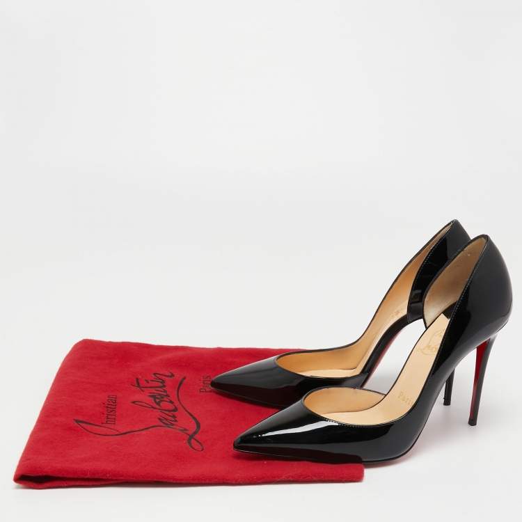 Pre Owned Christian Louboutin Black Patent Leather Iriza Pumps Size 37.5 