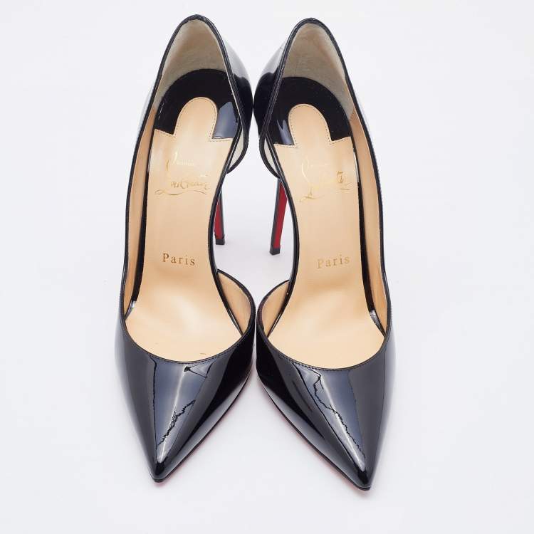 Pre Owned Christian Louboutin Black Patent Leather Iriza D'orsay Pumps Size 39
