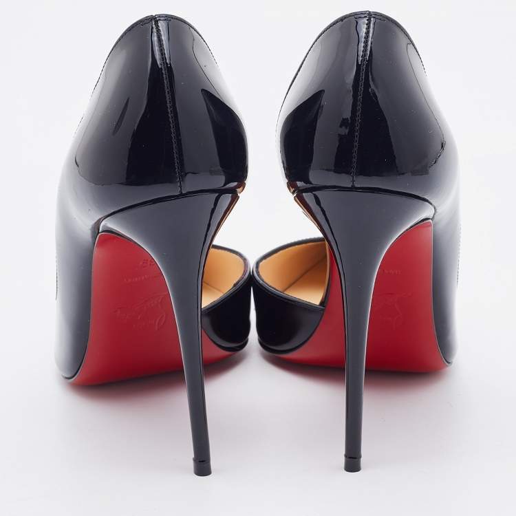 Pre Owned Christian Louboutin Black Patent Leather Iriza D'orsay Pumps Size 39
