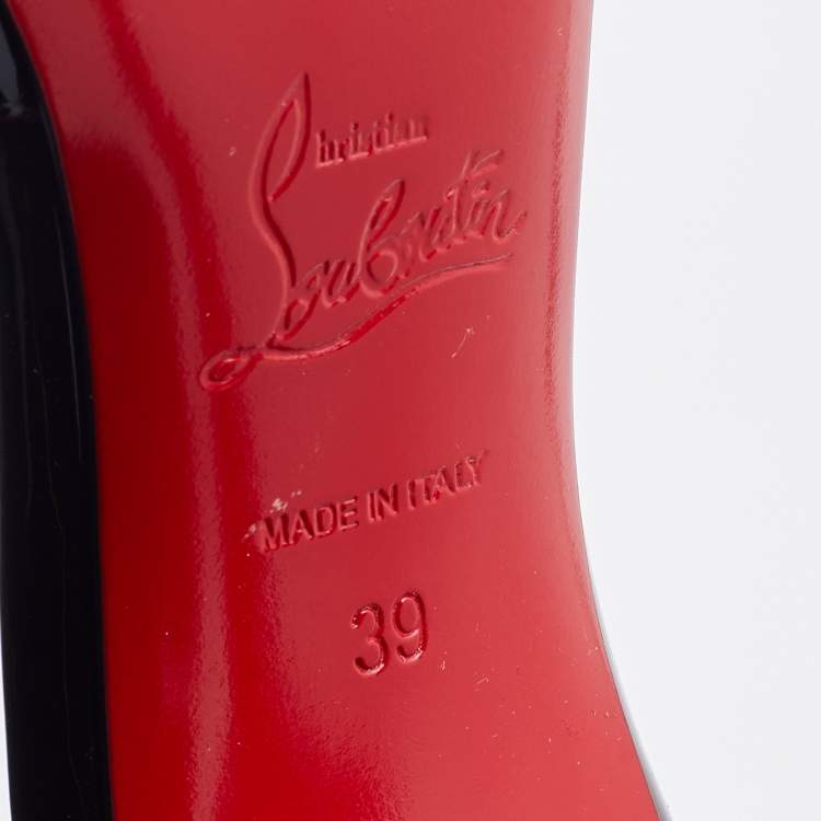 Pre Owned Christian Louboutin Black Patent Leather Iriza D'orsay Pumps Size 39