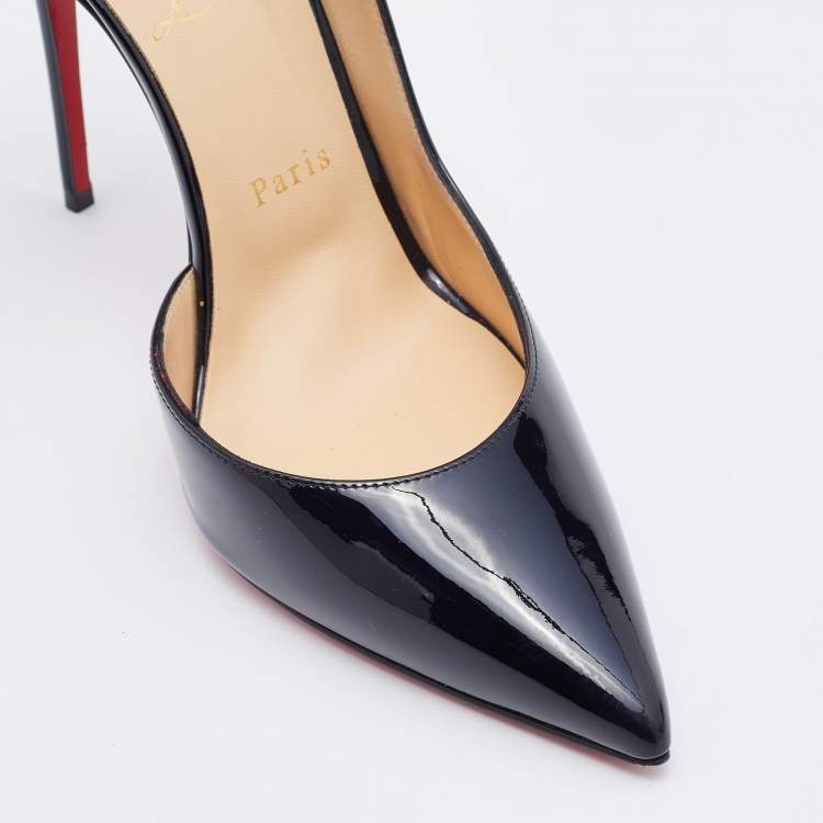 Pre Owned Christian Louboutin Black Patent Leather Iriza D'orsay Pumps Size 39