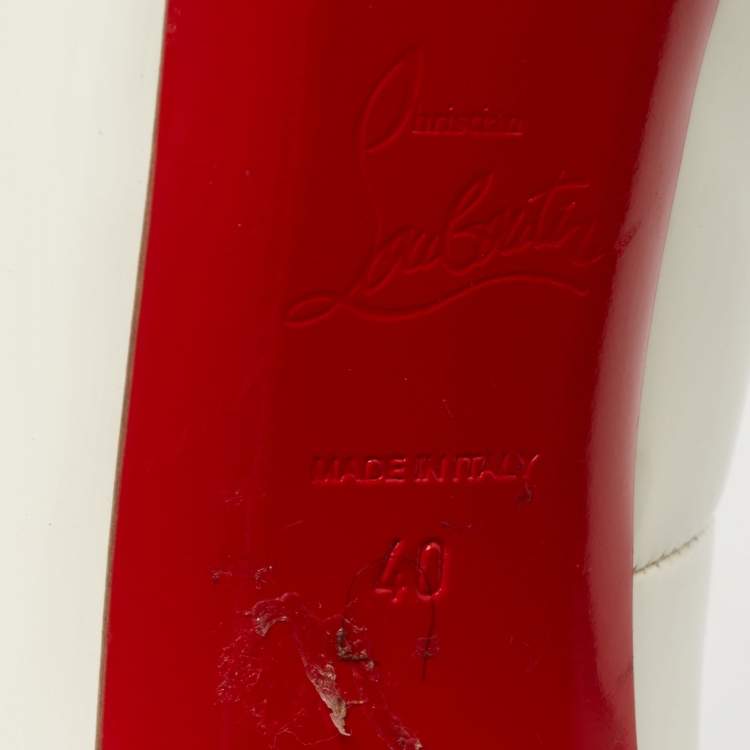 Pre Owned Christian Louboutin White Patent Leather New Very Prive Pumps Size 40