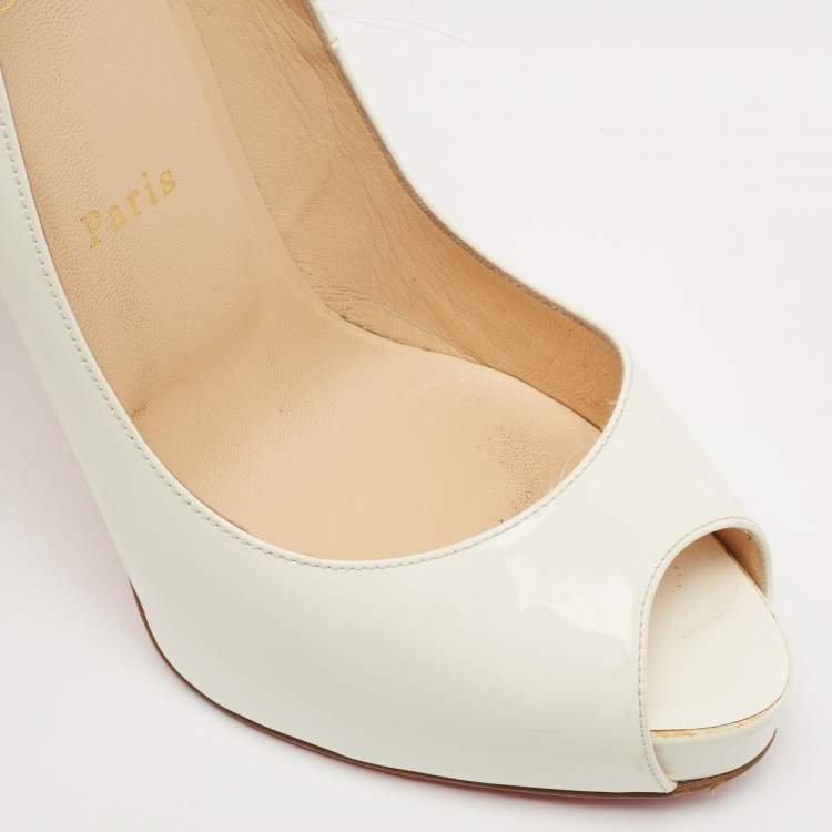Pre Owned Christian Louboutin White Patent Leather New Very Prive Pumps Size 40