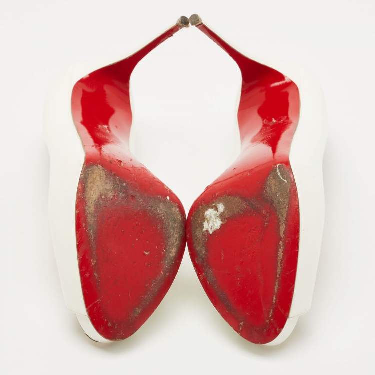 Pre Owned Christian Louboutin White Patent Leather New Very Prive Pumps Size 40