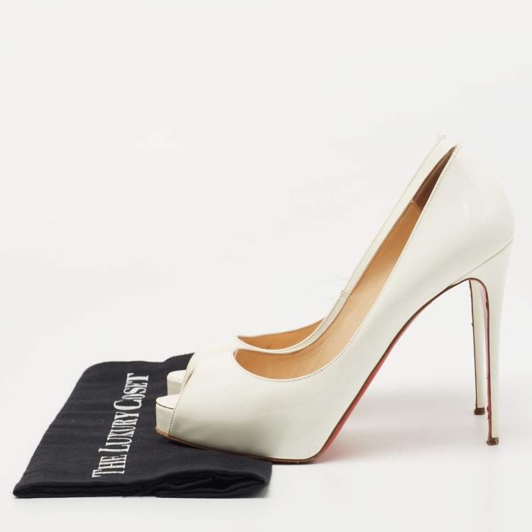 Pre Owned Christian Louboutin White Patent Leather New Very Prive Pumps Size 40