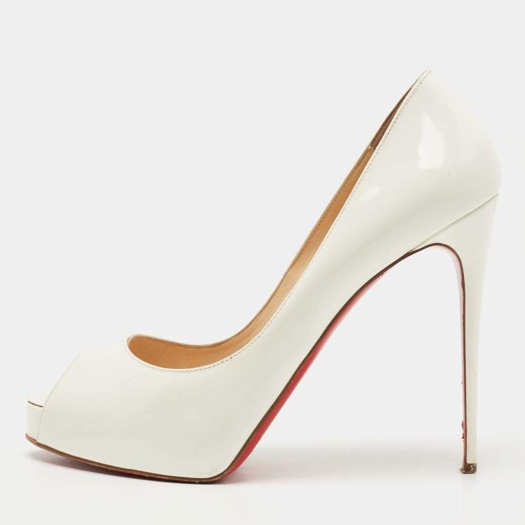 Pre Owned Christian Louboutin White Patent Leather New Very Prive Pumps Size 40