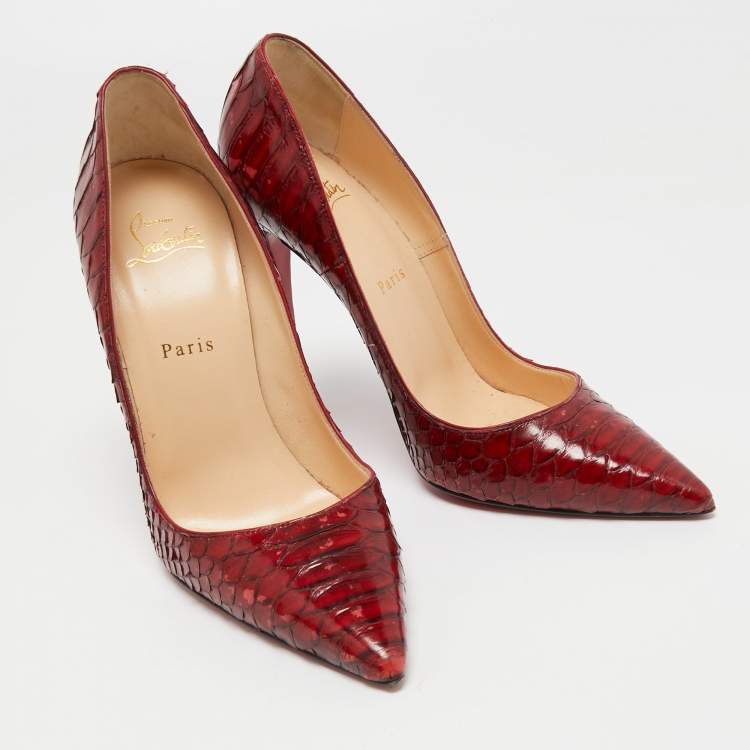 Pre Owned Christian Louboutin Dark Red Python So Kate Pumps Size 39