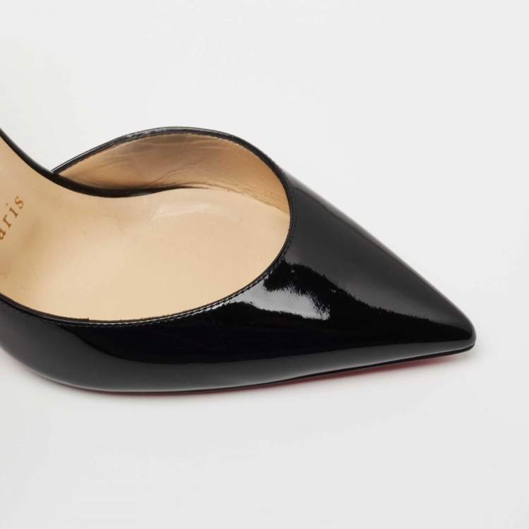 Pre Owned Christian Louboutin Black Patent Leather Iriza Pumps Size 38