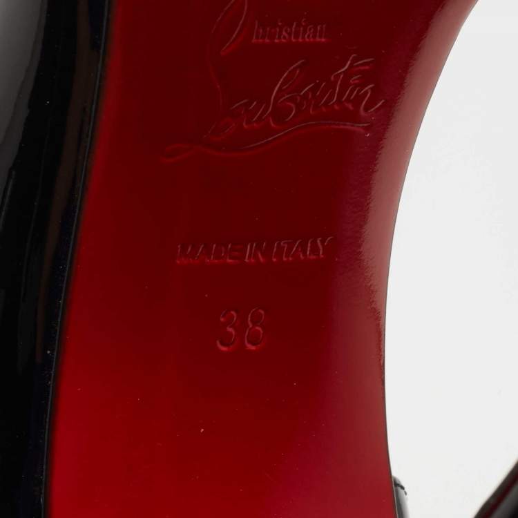 Pre Owned Christian Louboutin Black Patent Leather Iriza Pumps Size 38