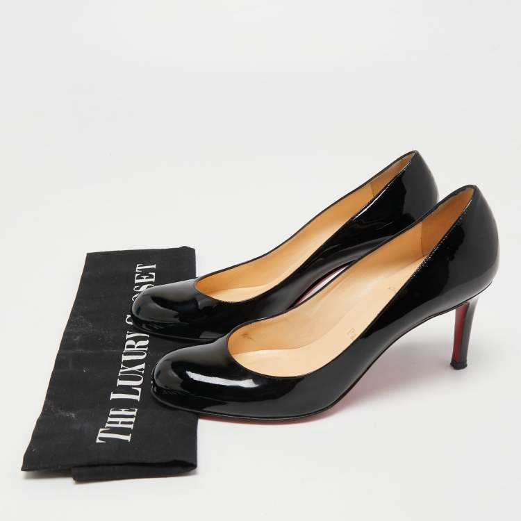 مملوكة مسبقًا Christian Louboutin Black Patent Leather Simple Pumps Size 36.5