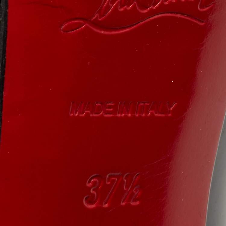 Pre Owned Christian Louboutin Black Patent Leather Lady Peep Pumps Size 37.5