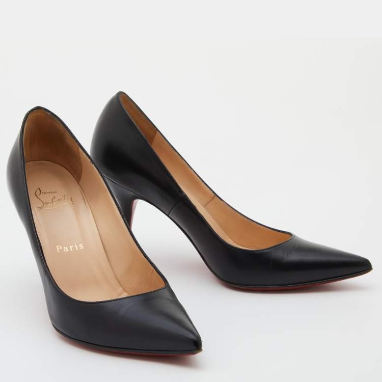 Pre Owned Christian Louboutin Black Leather So Kate Pointed Toe Pumps Size 36.5