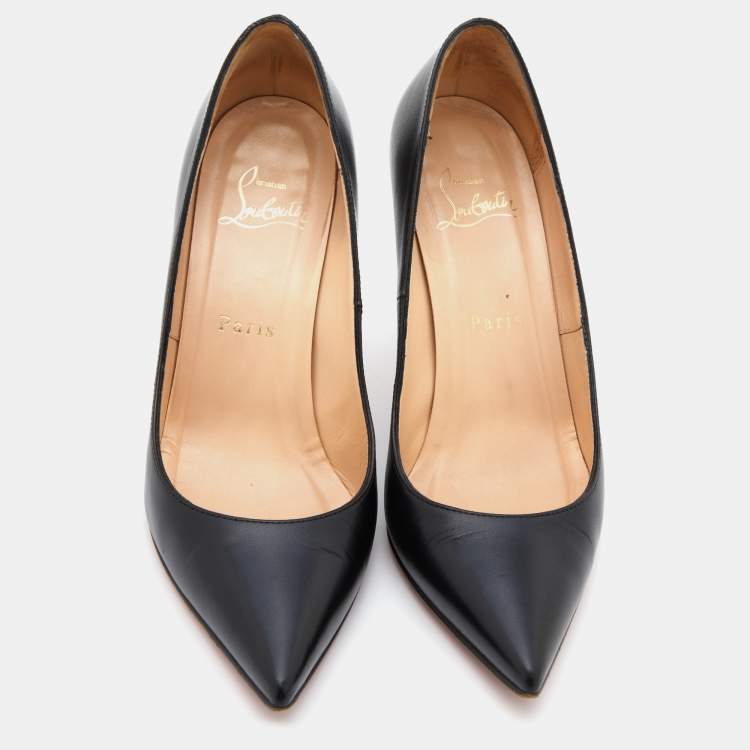 Pre Owned Christian Louboutin Black Leather So Kate Pointed Toe Pumps Size 36.5