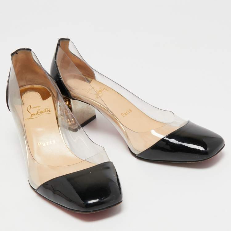 Pre Owned Christian Louboutin Patent And PVC Gallica Pumps Size 37.5