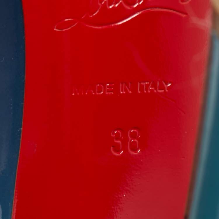 Pre Owned Christian Louboutin Two Tone Patent Leather Yootish Peep Toe Pumps Size 38