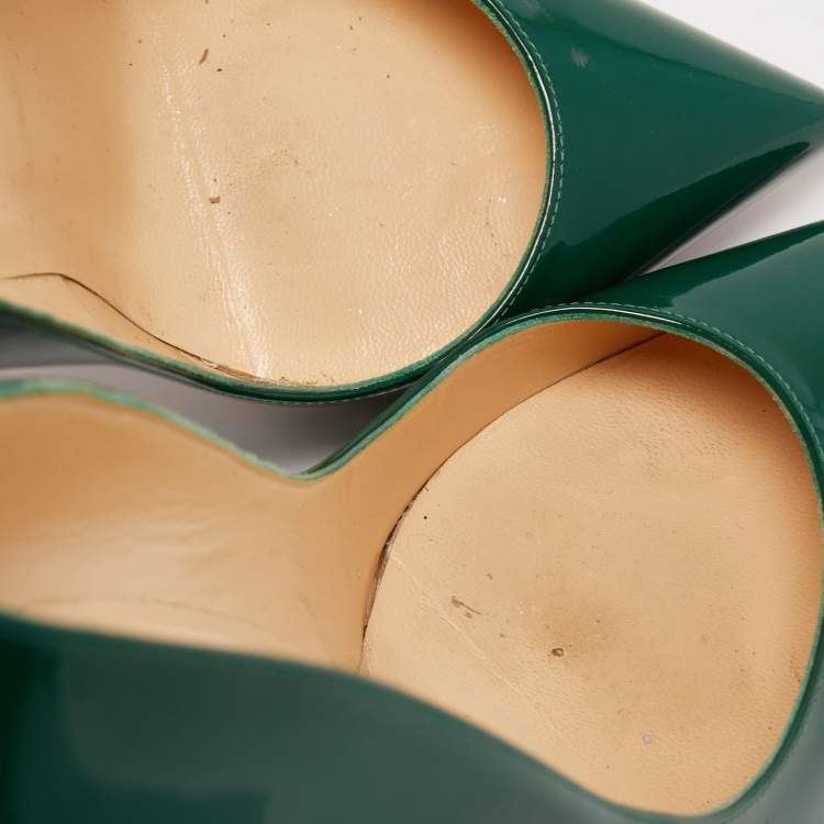 مملوكة مسبقًا Christian Louboutin Dark Green Patent Leather Pigalle Follies Pumps Size 39.5