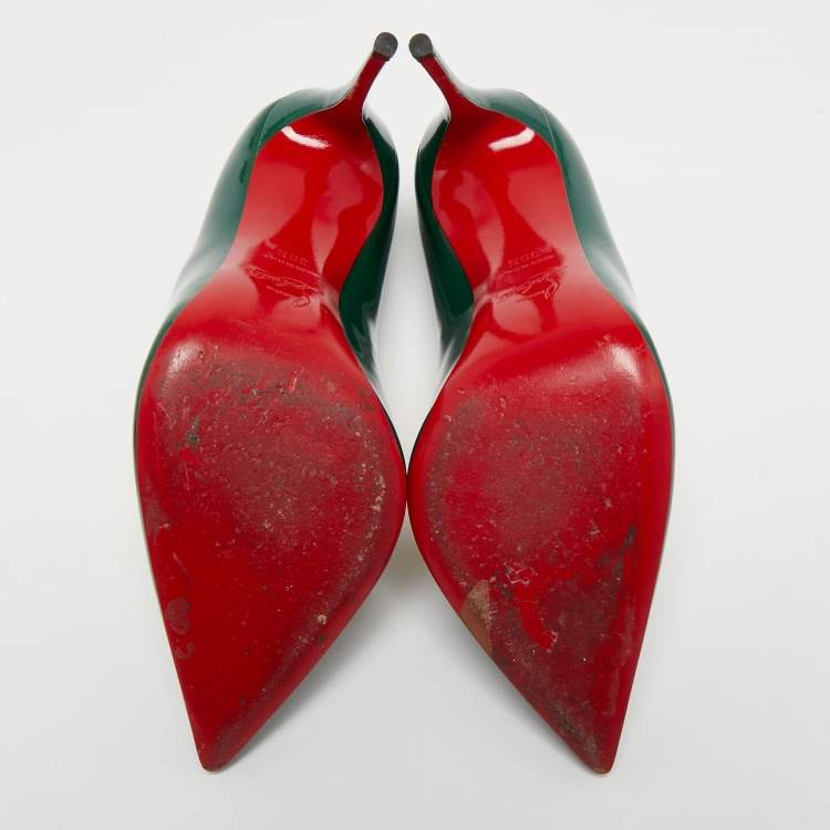مملوكة مسبقًا Christian Louboutin Dark Green Patent Leather Pigalle Follies Pumps Size 39.5