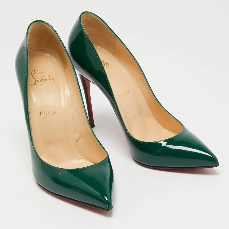 مملوكة مسبقًا Christian Louboutin Dark Green Patent Leather Pigalle Follies Pumps Size 39.5