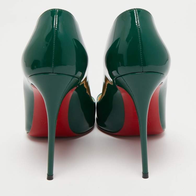 مملوكة مسبقًا Christian Louboutin Dark Green Patent Leather Pigalle Follies Pumps Size 39.5