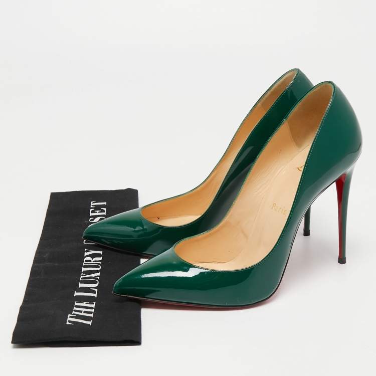 مملوكة مسبقًا Christian Louboutin Dark Green Patent Leather Pigalle Follies Pumps Size 39.5