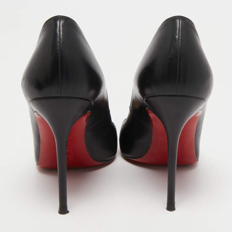 Pre Owned Christian Louboutin Black Leather Kate Pumps Size 36