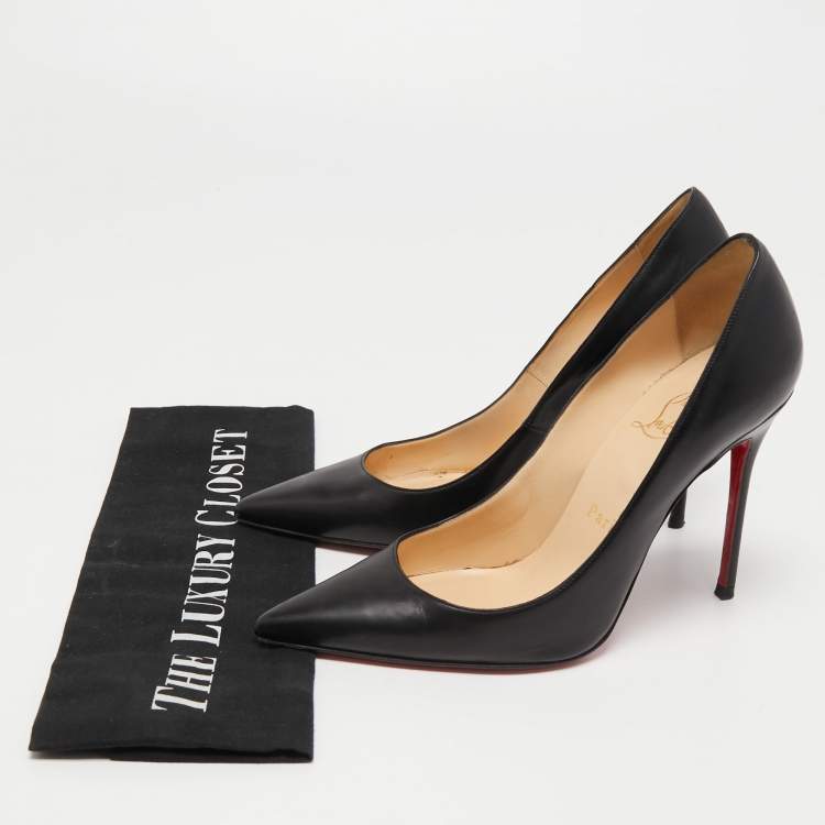 Pre Owned Christian Louboutin Black Leather Kate Pumps Size 36