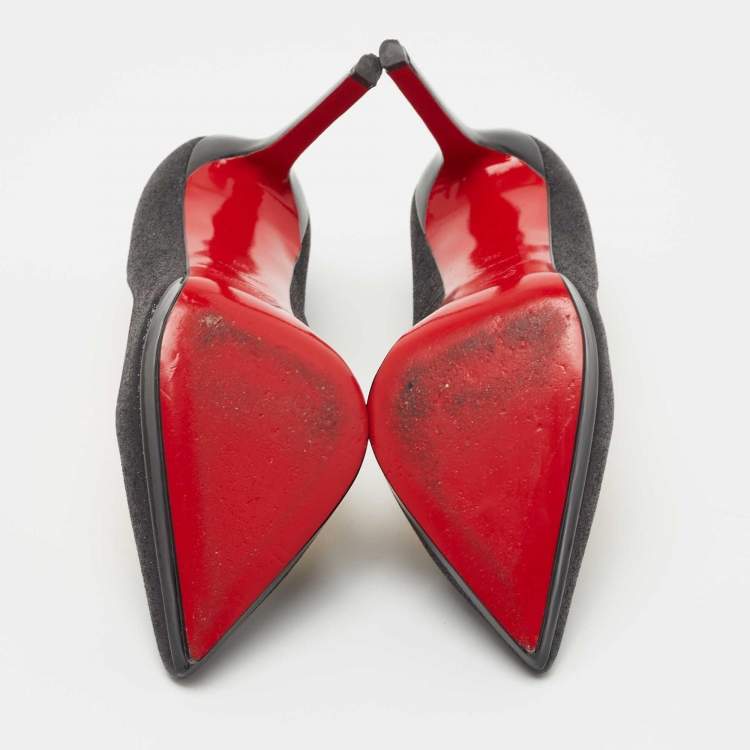 Pre Owned Christian Louboutin Black Glitter Pigalle Plato Pumps Size 38