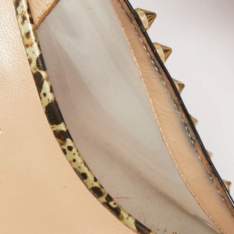 Pre Owned Christian Louboutin Tricolor Patent Leather and PVC Manovra Slingback Pumps Size 40