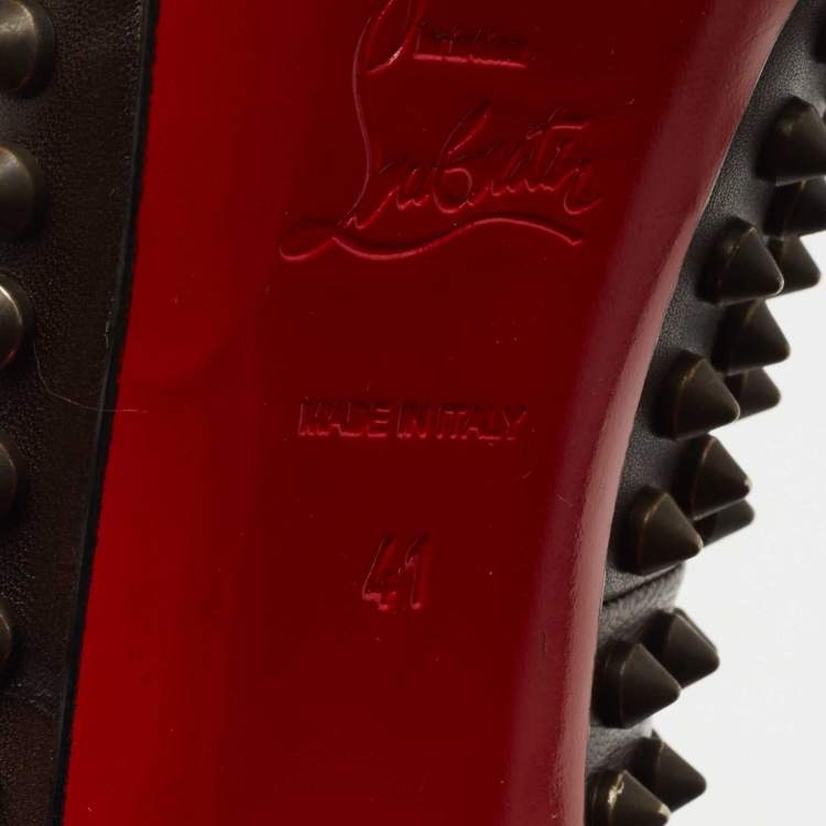 Pre Owned Christian Louboutin Dark Brown Leather Yolanda Spike Pumps Size 41