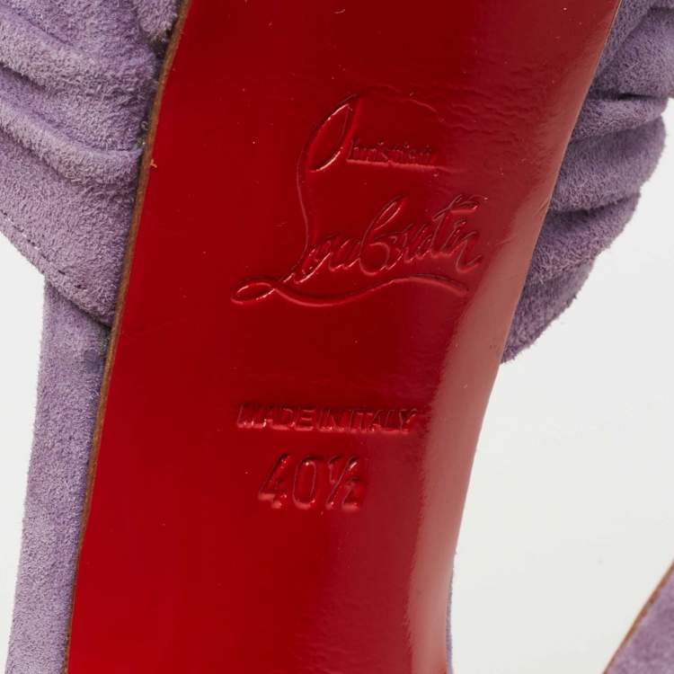 Pre Owned Christian Louboutin Purple Suede Greissimo Ankle Strap Sandals Size 40.5