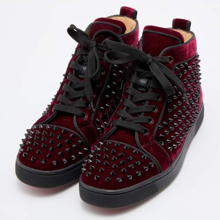 Christian Louboutin Blue Suede Louis Junior Spikes High Top