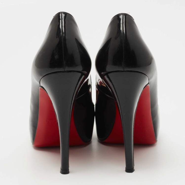 Pre Owned Christian Louboutin Black Patent Leather Very Prive Pumps Size 37.5