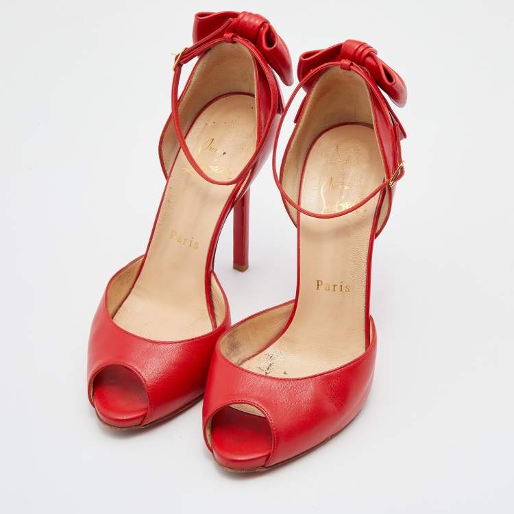 Red Sole Leopard Patent Stiletto High Heels Women Ankle T-strap Pumps Peep  Toe Ladies Fashion