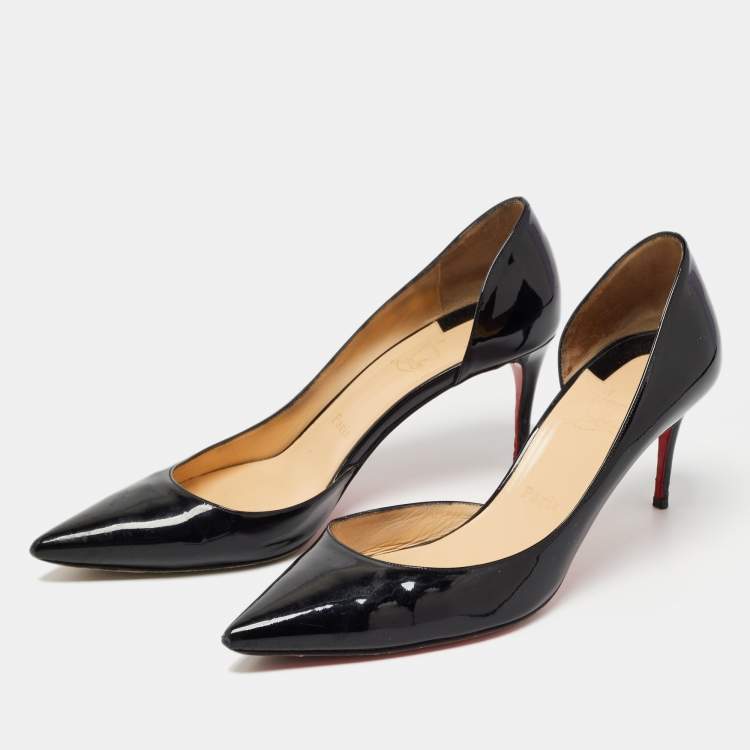 Pre Owned Christian Louboutin Black Patent Leather Iriza Pumps Size 40