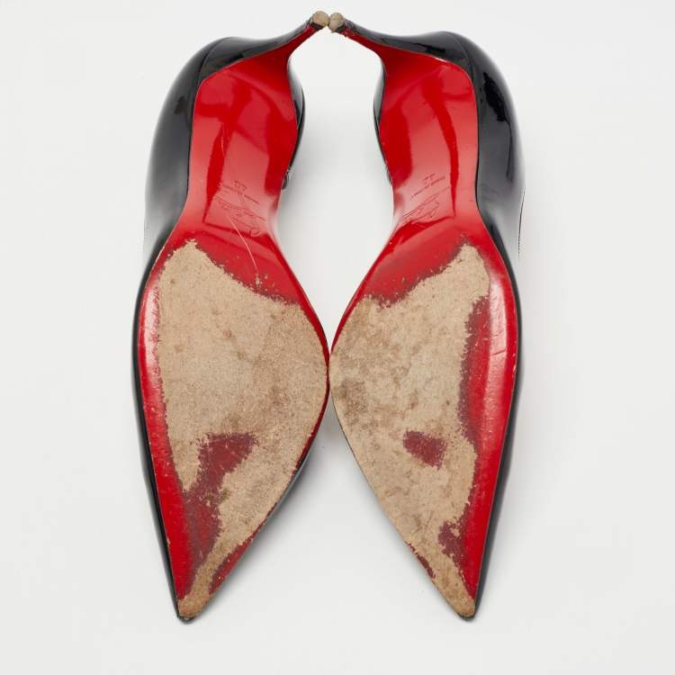 Pre Owned Christian Louboutin Black Patent Leather Iriza Pumps Size 40
