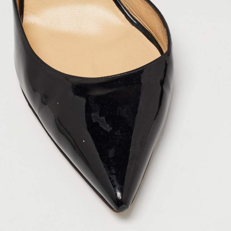 Pre Owned Christian Louboutin Black Patent Leather Iriza Pumps Size 40