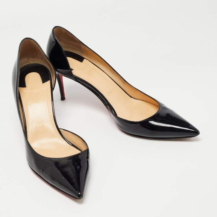 Pre Owned Christian Louboutin Black Patent Leather Iriza Pumps Size 40